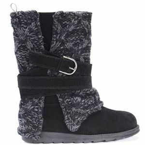 Muk Luks black winter boots with buckle strap
